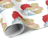 dweiland en teddybeer op wit cadeaupapier (Rol Hoek)