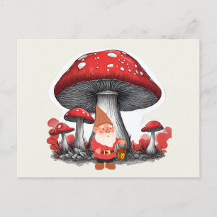 Dwerg en Reuzenrode Paddenstoelen  Briefkaart