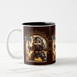 Dwerg Feline Fantasy Avontuur Tweekleurige Koffiemok