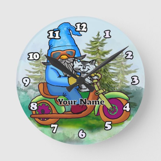 Dwerg op motor ronde klok (Voorkant)