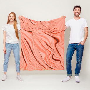 Dwergdoek met lichte zalmtonen, rode kromme fleece deken