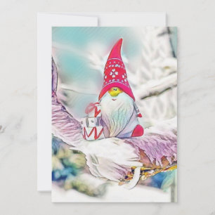 Dwergen in de sneeuw aquarel schilderij kaart