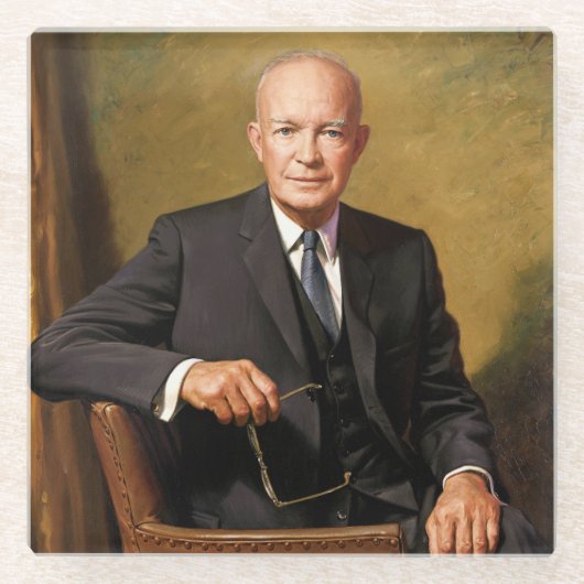 Dwight Eisenhower President Witte Huis Glazen Onderzetter (Voorkant)