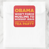 Dwing moslims vierkante sticker (Tas)