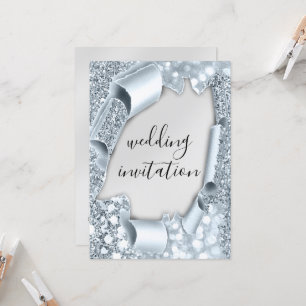 Dwingende 3D-crt-effect Elegant Silver Glitter Blu Kaart
