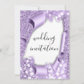 Dwingende 3D-effect Elegant White Paars Glitter Kaart (Voorkant)