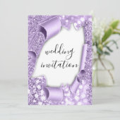 Dwingende 3D-effect Elegant White Paars Glitter Kaart (Staand voorkant)