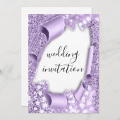 Dwingende 3D-effect Elegant White Paars Glitter Kaart (Voorkant / Achterkant)