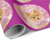 DY Merry kerst & Name, Cute Dog, Red Violet Cadeaupapier (Rol Hoek)