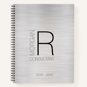 DY Monogram Naam Woorddatum: Blk Grey Silver Notitieboek