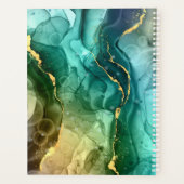 DY-naam en -datum, Blauwgroen & Gold Ink Abstract Planner (Achterkant)