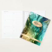 DY-naam en -datum, Blauwgroen & Gold Ink Abstract Planner (Display)