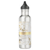 DY-naam en zwart monogram, wit en goudmarmer Waterfles (Rechts)