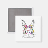 Dy Schattigee Bunny Face Tie Dye Gles Paasdag Magneet (Voorkant / Achterkant)