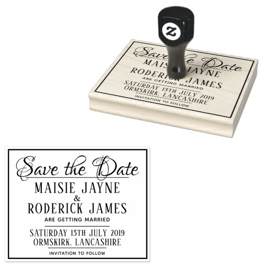 DY Wedding omgeven met de datum waarop het rubbere Rubberstempel (Gestempeld)