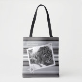 DY zwarte & witte gestreepte canvas tas met katten (Voorkant)