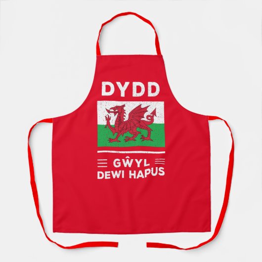 Dydd Garreyl Dewi Hapus Happy St Davids Day 3 Schort (Voorkant)