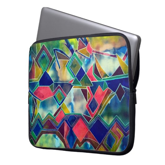 Dyes pattern laptop sleeve (Voorkant Links)
