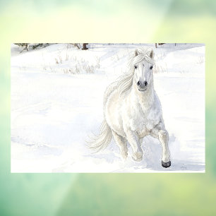Dyfra het IJslandse paard dat in de sneeuw galoppe Raamsticker
