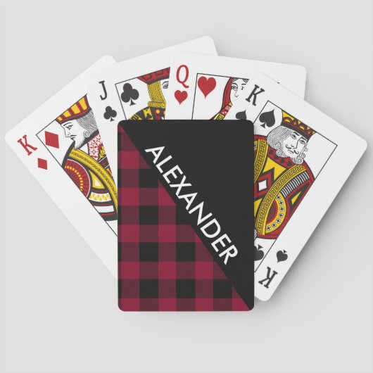 DYI BG Blk Buffalo Pset 2 Triangles Diag Burgundy Speelkaarten (Achterkant)