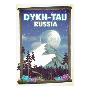 Dykh-Tau Rusland reisposter. Foto Afdruk