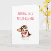 Dylan la carte de Noël du chiot de corgi (Fleur jaune)