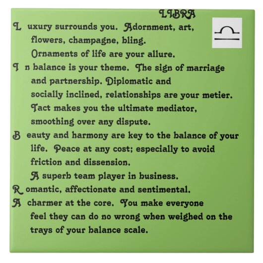 Dylan Libra Tile Tegeltje (Voorkant)