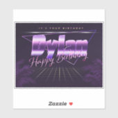 Dylan Nom Prénom lila retro Sticker (Feuille)