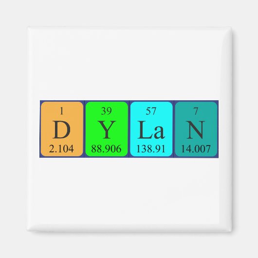 Dylan periodieke tabel naam magneet (Voorkant)