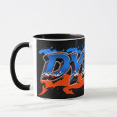 Dylan prénom Graffiti blue Tasse orange (Gauche)