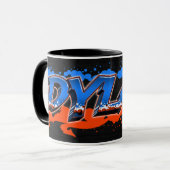Dylan prénom Graffiti blue Tasse orange (Devant gauche)