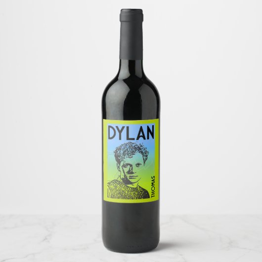 Dylan Thomas Welsh Poet Wijn Etiket (Voorkant)