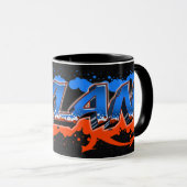 Dylan Vorname Name Graffiti blue orange Tasse Mok (Voorkant rechts)