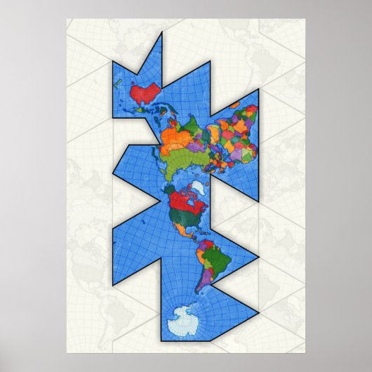 Dymaxion Wereldkaart Poster (Voorkant)