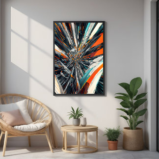 Dynamic Abstract Burst – Geometrische explosiekuns Perfect Poster