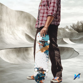 Dynamic Abstract Splatter - Modern Minimalist Skateboard