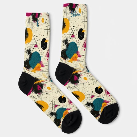 Dynamic Artistic Sokken in Blauwgroen, Magenta & G (Rechts)