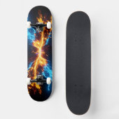 Dynamic Blue Orange Energy Clash Flame Skateboard (Voorkant)