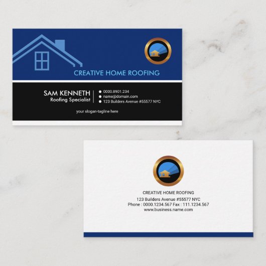 Dynamic Concise Retro Column Roofing Specialist Visitekaartje (Voorkant / Achterkant)