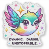 Dynamic Daring Unstoppable Motivatie Sticker (Voorkant)