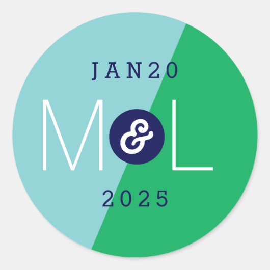 Dynamic Duo Modern Wedding Monogram Sticker (Voorkant)