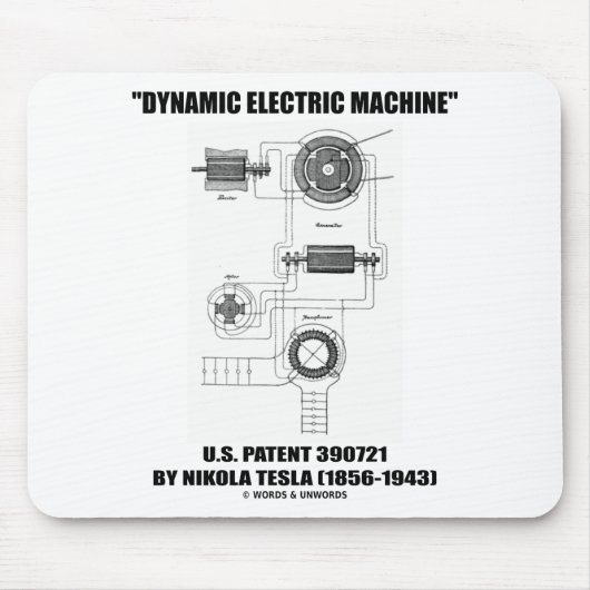 Dynamic Electric Machine US Patent 390721 van Tesl Muismat (Voorkant)