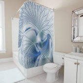Dynamic Fantasy Abstract Blue Tones Fractal Art Douchegordijn (In situ)