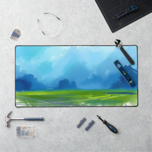 "Dynamic Football Field Desk Mat - Blue Energy Dig