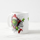 Dynamic Grinch With Festive Design Breaking wall Koffiemok (Voorkant links)