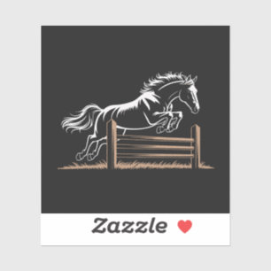 Dynamic Horse Jump Silhouette in wit en goud Sticker