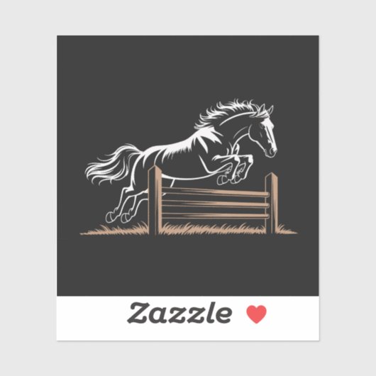 Dynamic Horse Jump Silhouette in wit en goud Sticker (Vel)