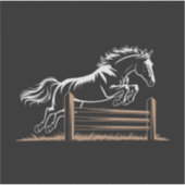 Dynamic Horse Jump Silhouette in wit en goud Sticker (Voorkant)