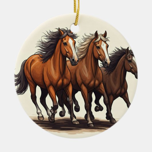 Dynamic Horse Racing Ceramic Ornament (Voorkant)