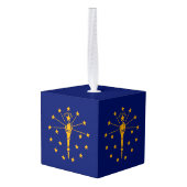 Dynamic Indiana State Flag Graphic op een Kubus Ornament (Achter hoekig)